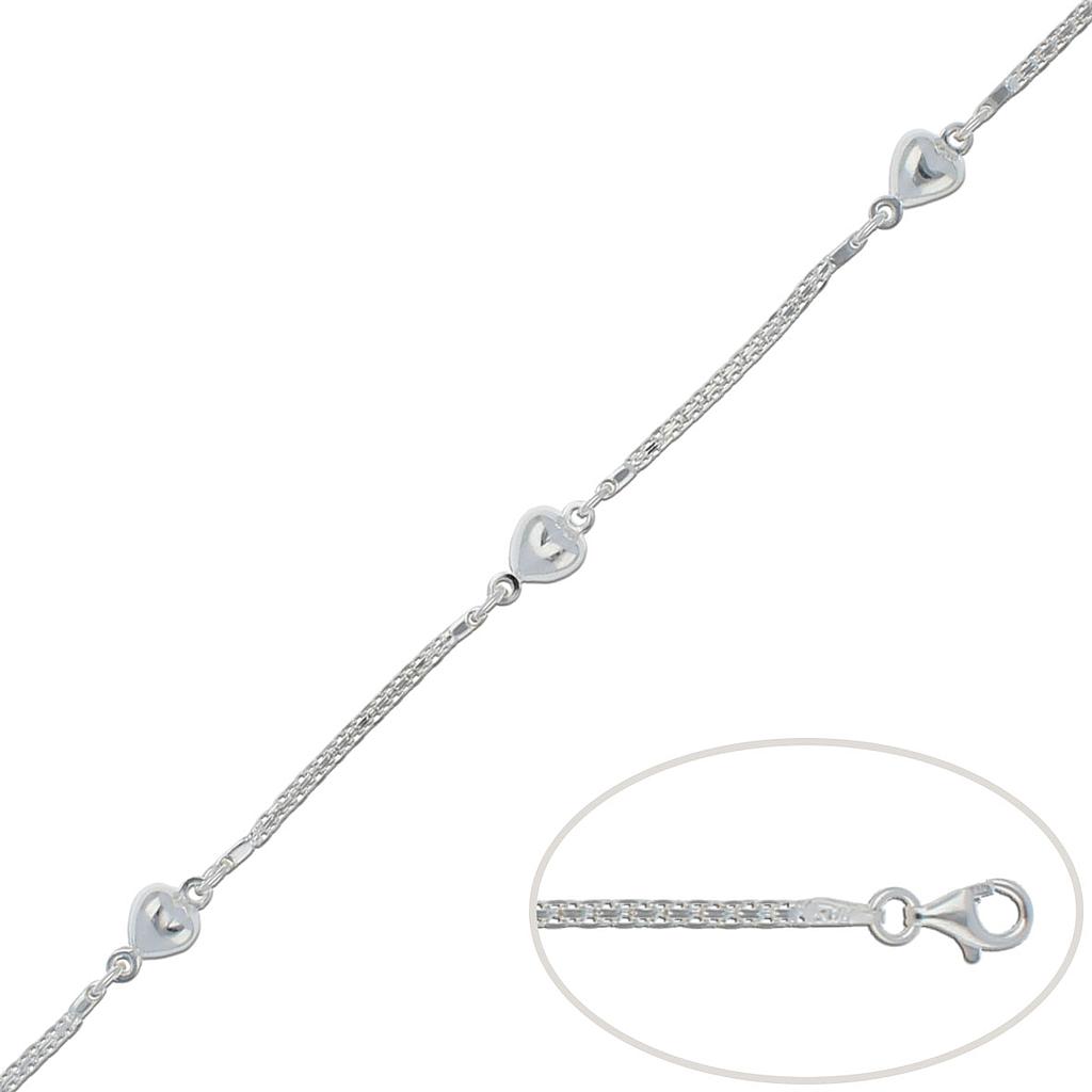 PULSERA PLATA 925MM CORAZONES