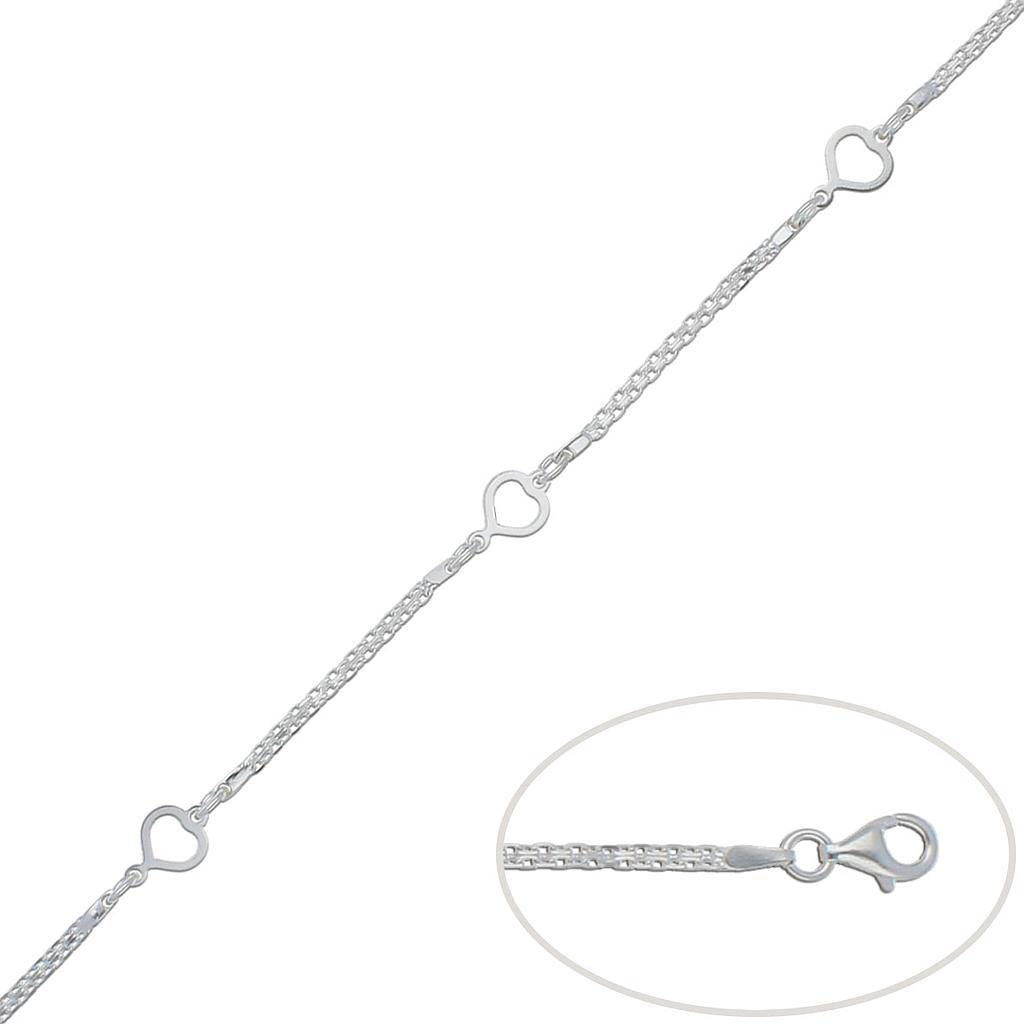 PULSERA PLATA 925MM CORAZONES