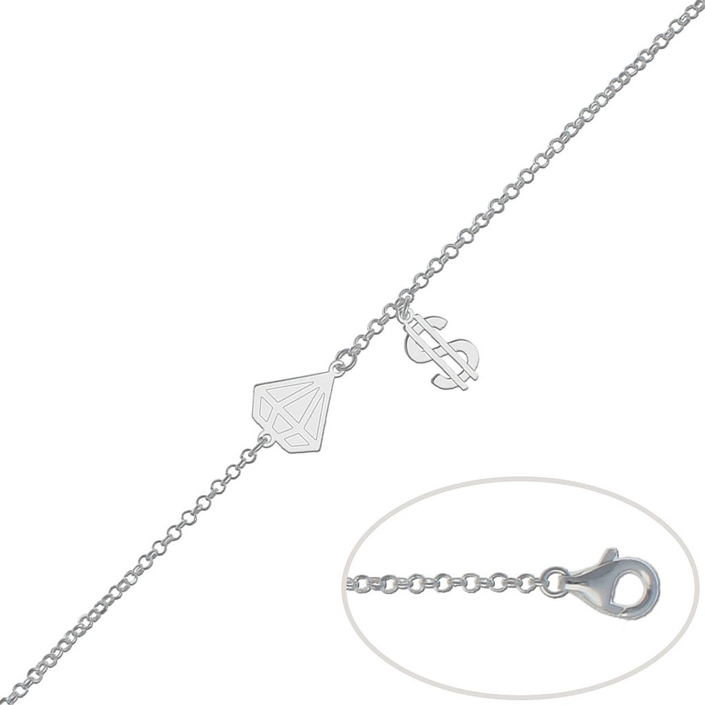 PULSERA PLATA 925MM DIAMANTE + DOLAR