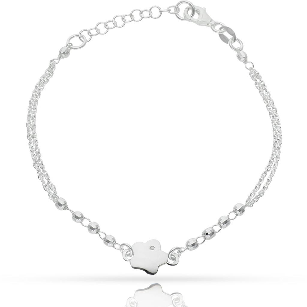 PULSERA PLATA 925MM FLOR + BOLAS