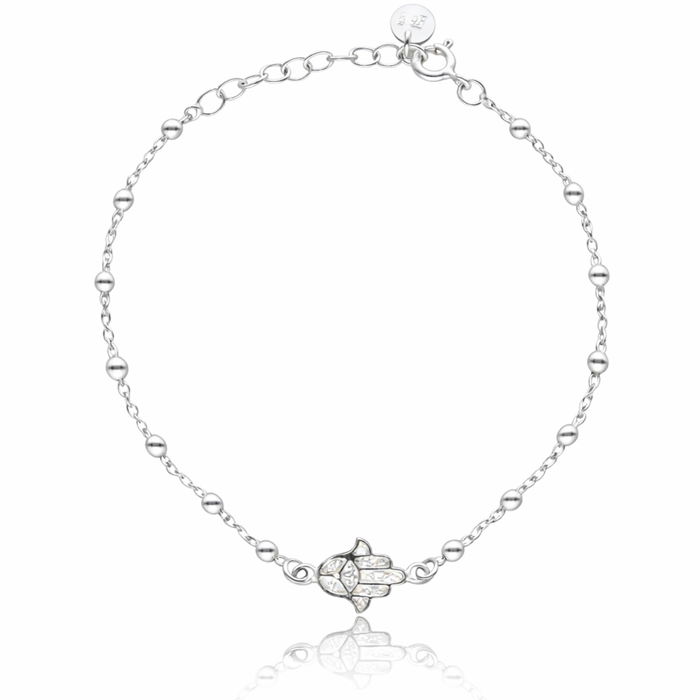 PULSERA PLATA 925MM MANO DE FATIMA + BOLAS