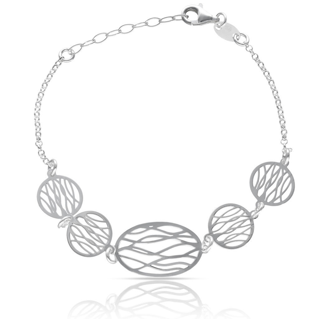 PULSERA PLATA 925MM OVAL + CIRCULOS