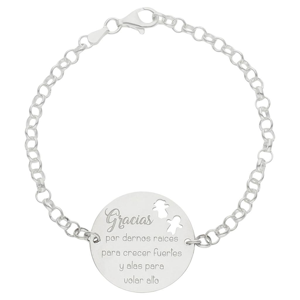 PULSERA PLATA 925MM PROFE + FRASE - 25MM