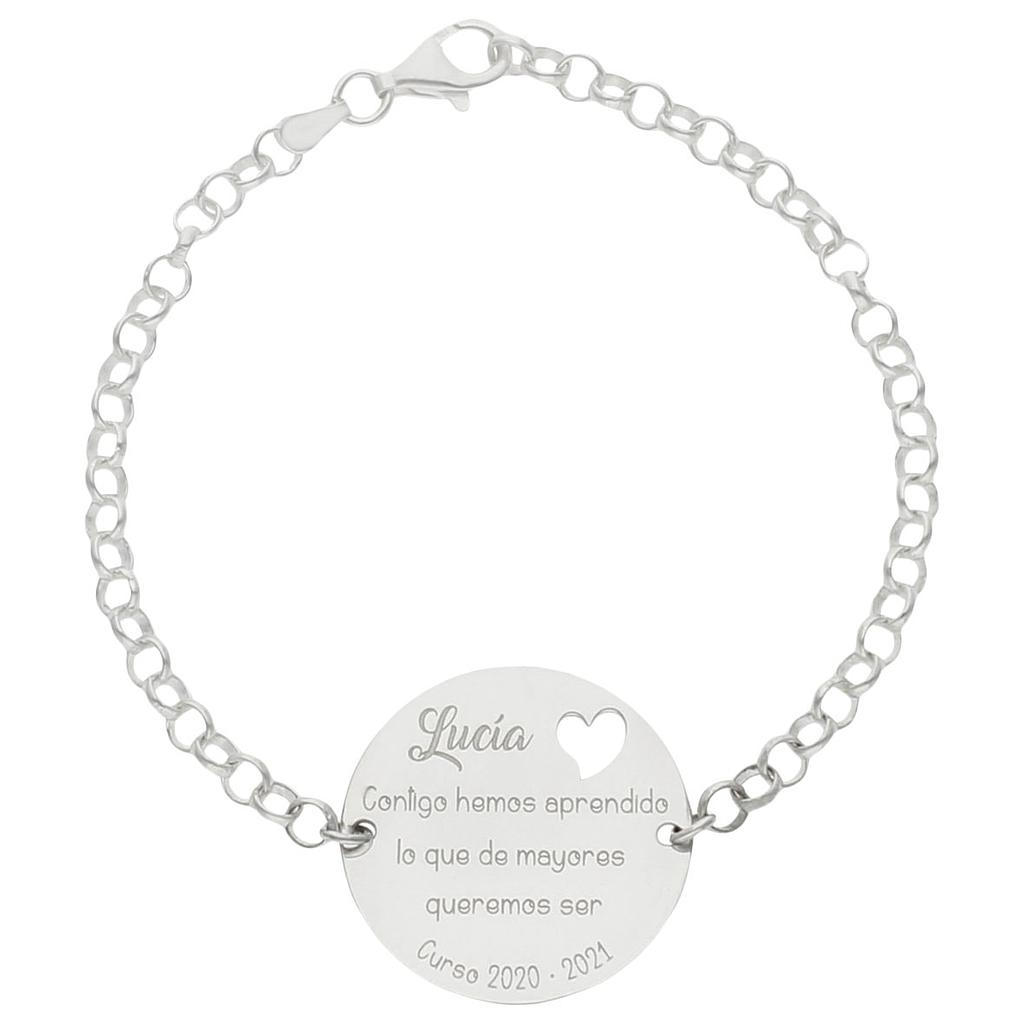 PULSERA PLATA 925MM PROFE + FRASE - 25MM