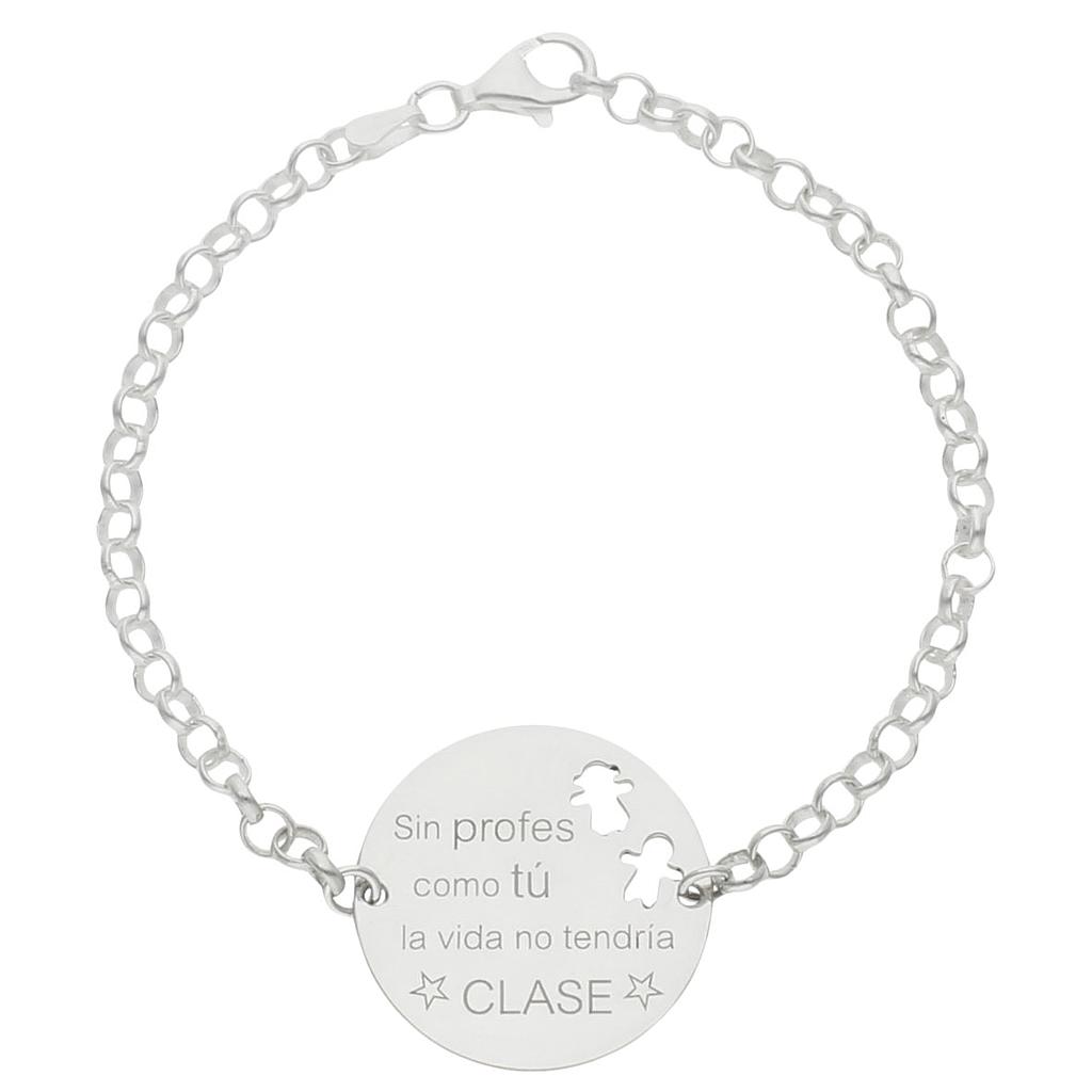 PULSERA PLATA 925MM PROFE + FRASE - 25MM