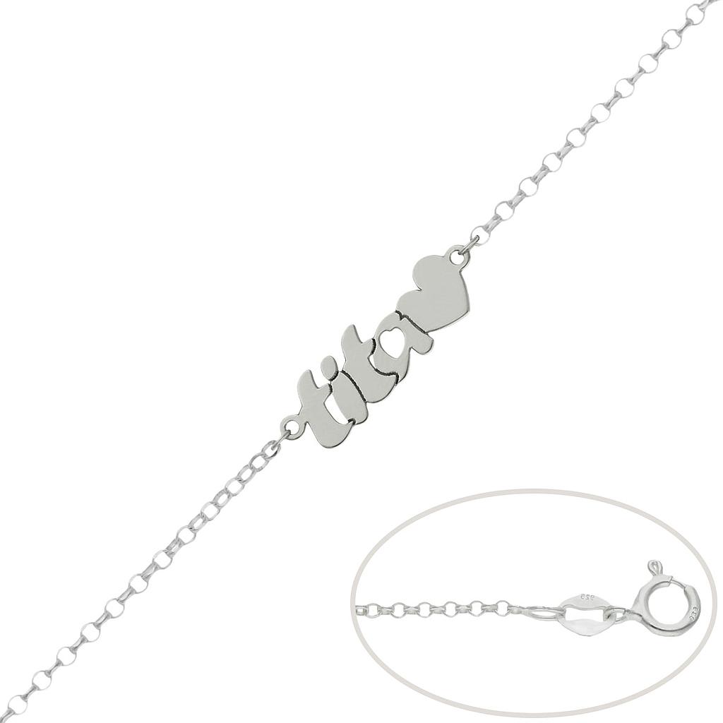 PULSERA PLATA 925MM TITA + CORAZON