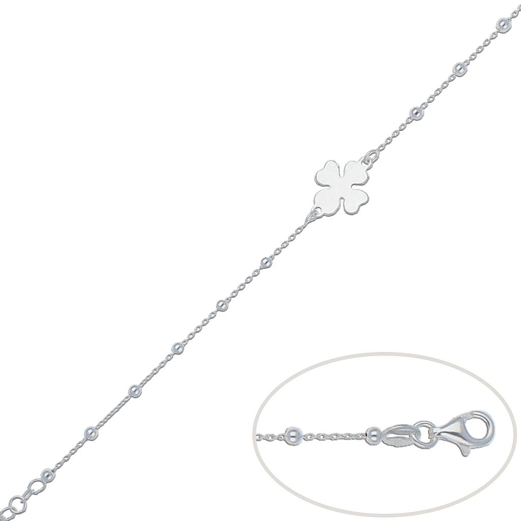 PULSERA PLATA 925MM TREBOL + BOLAS