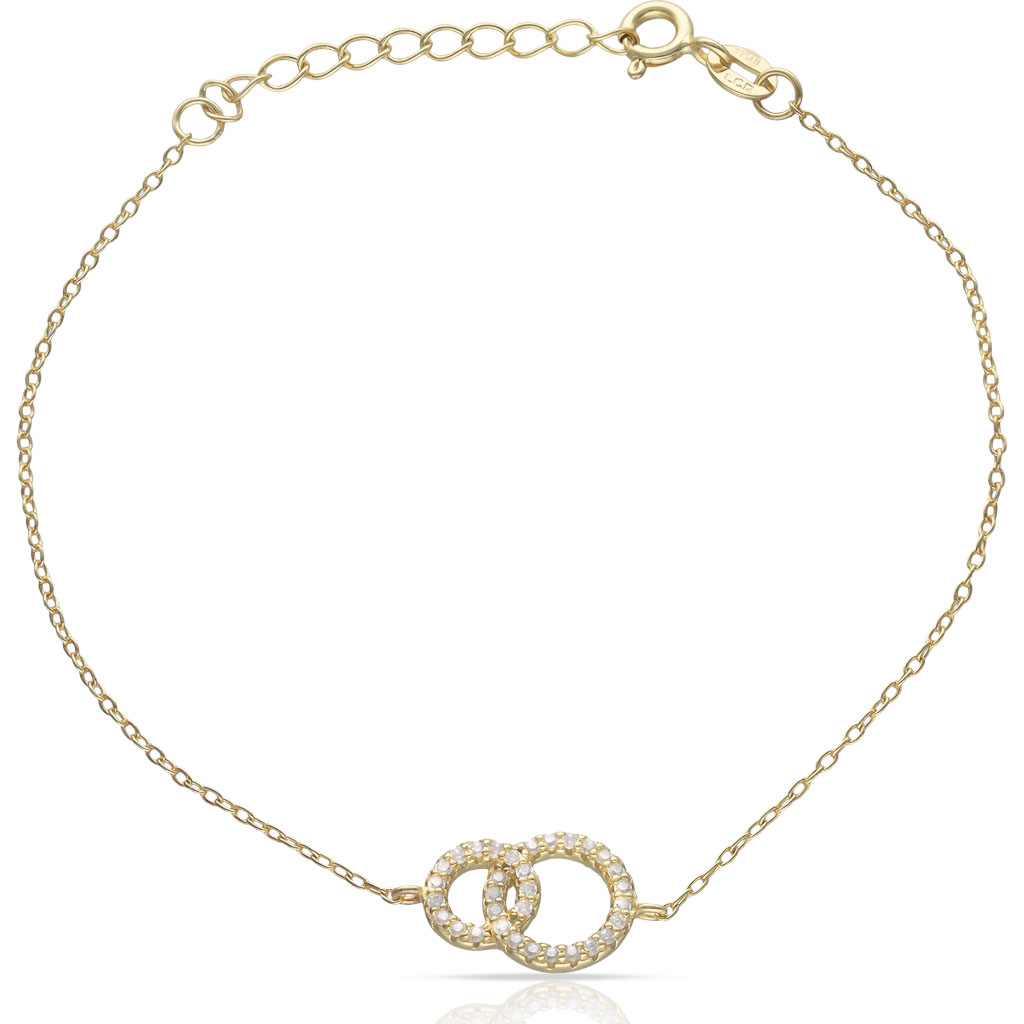 PULSERA PLATA CHAPADA EN ORO 2 ALIANZAS CIRCONITAS
