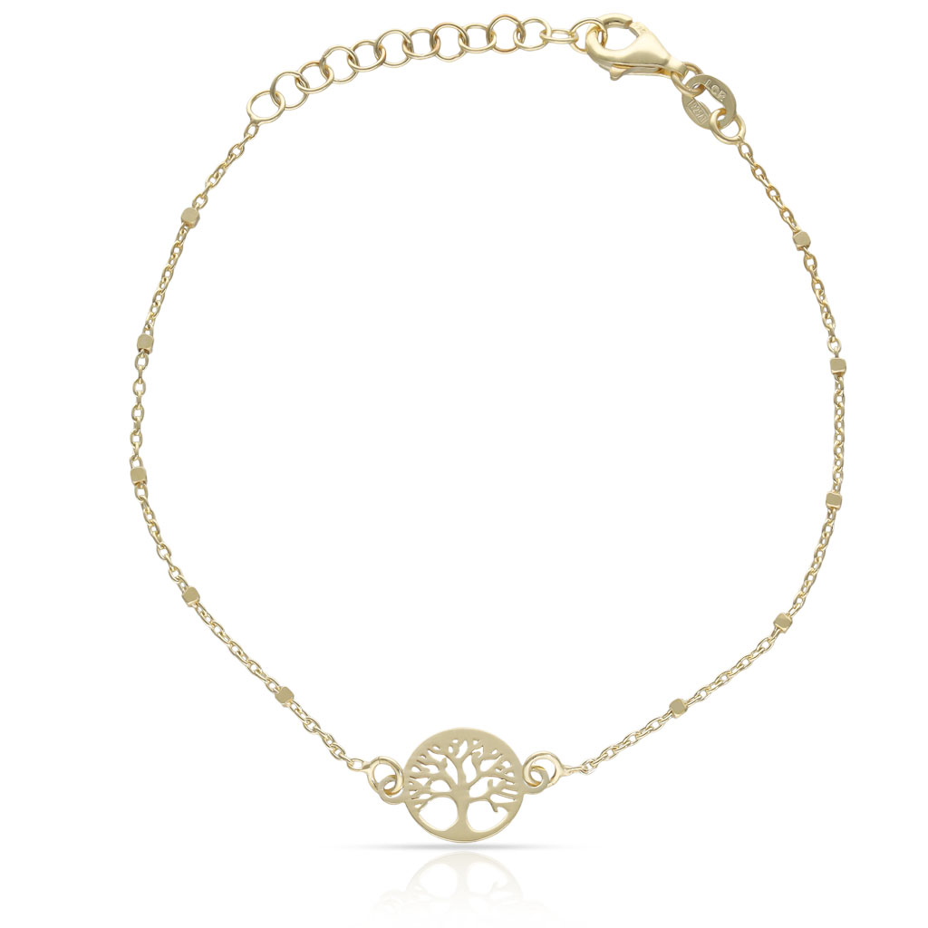 PULSERA PLATA CHAPADA EN ORO ARBOL DE LA VIDA