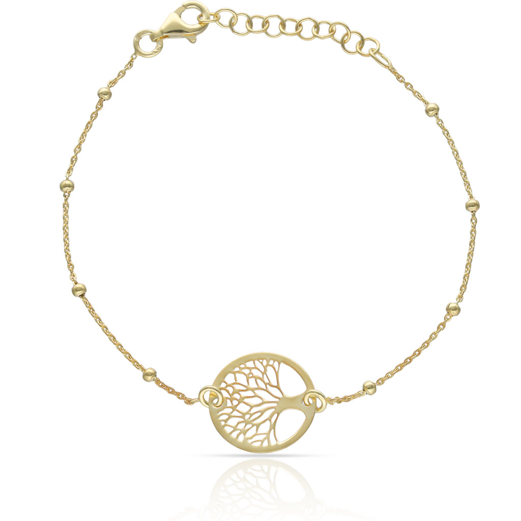 PULSERA PLATA CHAPADA EN ORO ARBOL DE LA VIDA