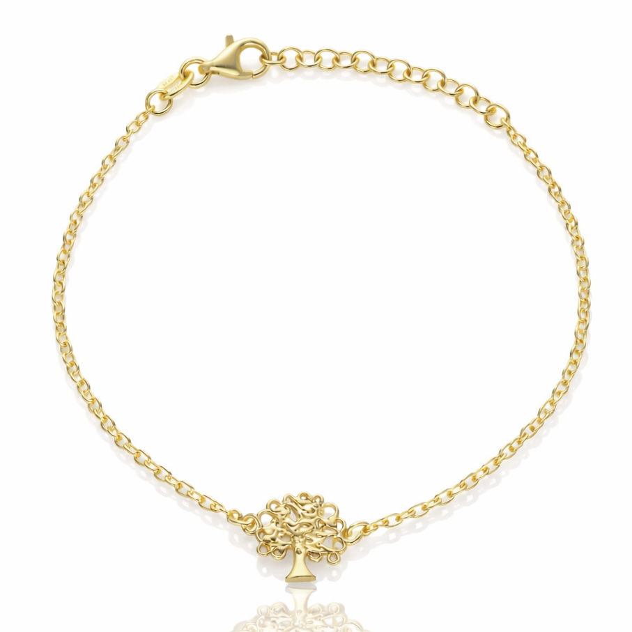 PULSERA PLATA CHAPADA EN ORO ARBOL DE LA VIDA
