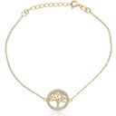 PULSERA PLATA CHAPADA EN ORO ARBOL DE LA VIDA CIRCONITAS