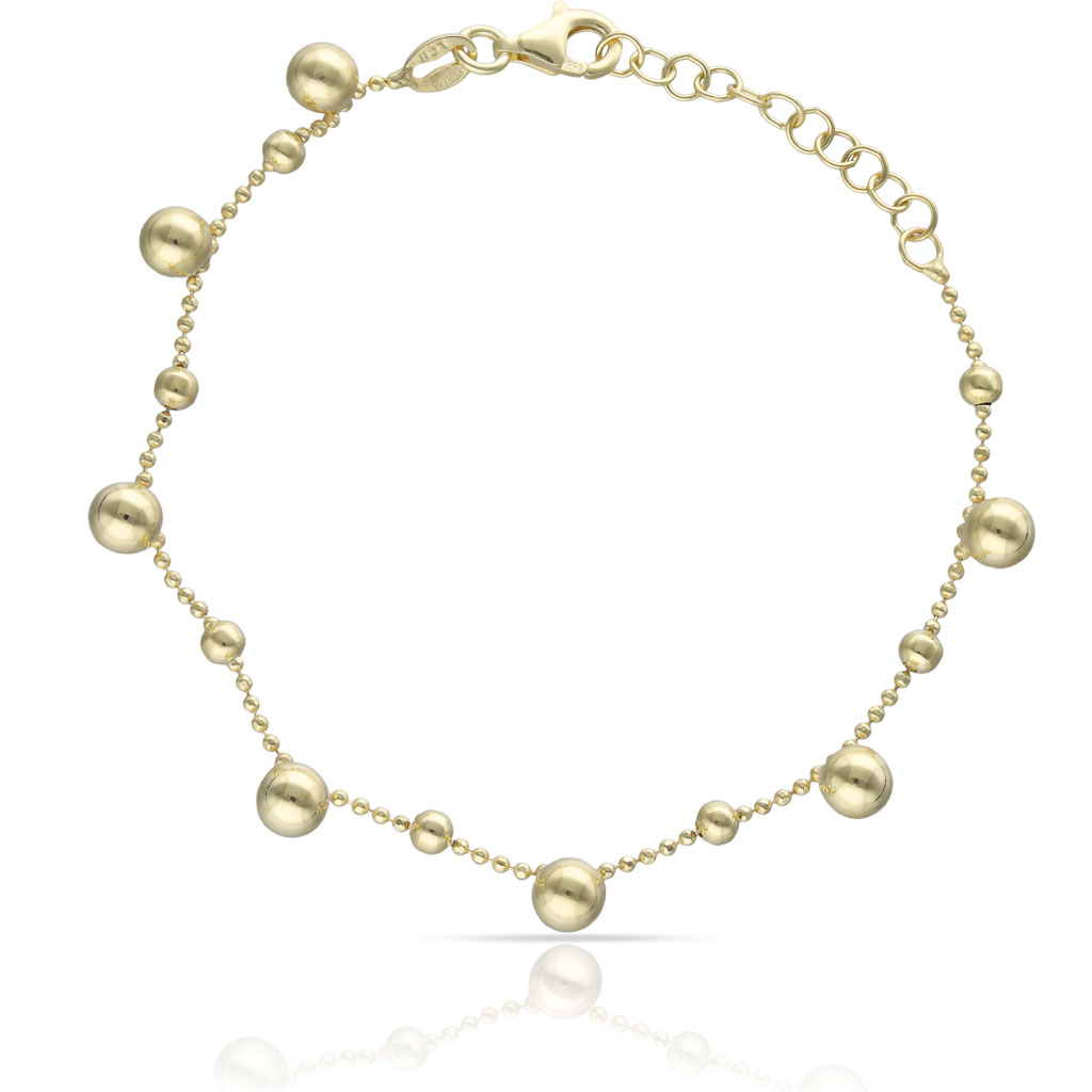 PULSERA PLATA CHAPADA ORO BOLAS
