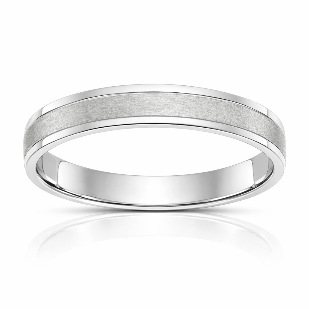 ALIANZA ORO BLANCO 18KL MATE-BRILLO - 4MM