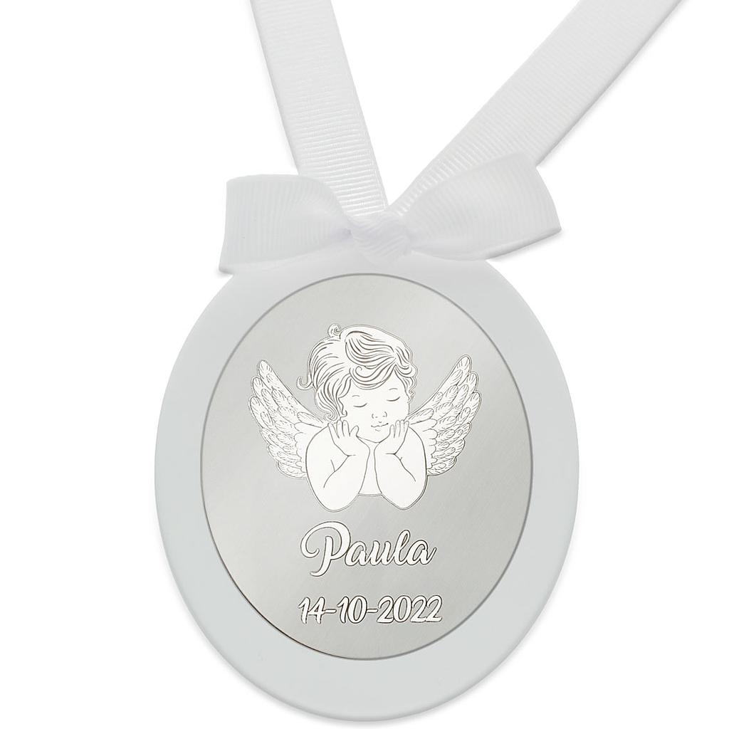 MEDALLA CUNA OVALADA ANGEL DE LA GUARDA PLATA 925MM (copia)