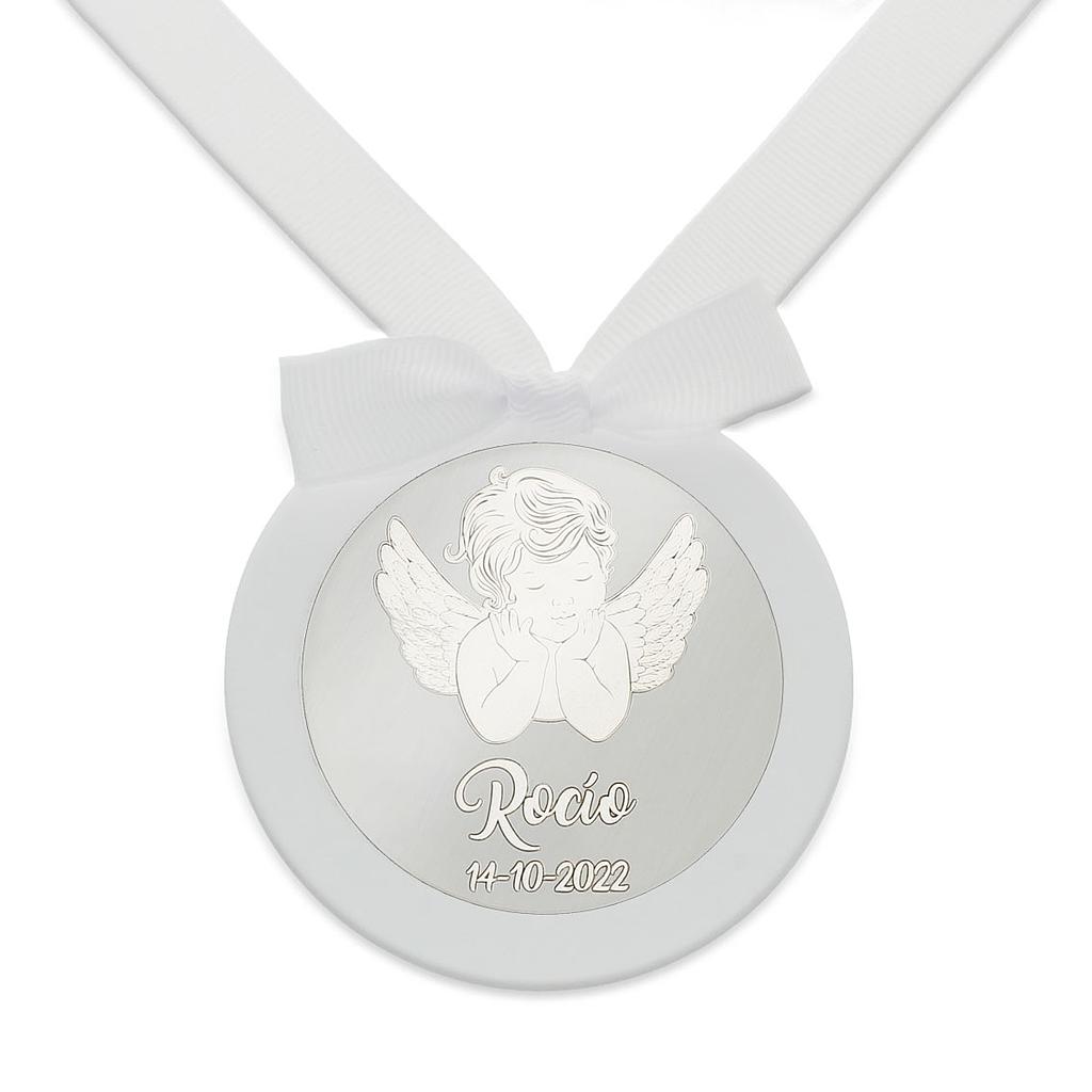 MEDALLA CUNA REDONDA ANGEL DE LA GUARDA PLATA 925MM (copia)