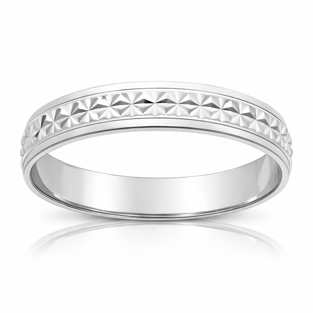ALIANZA ORO BLANCO 18KL TALLADA - 4MM