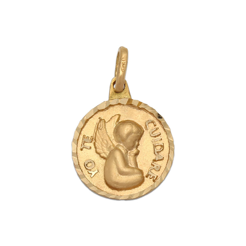 MEDALLA ORO 18KL &quot;YO TE CUIDARE&quot; - 13MM