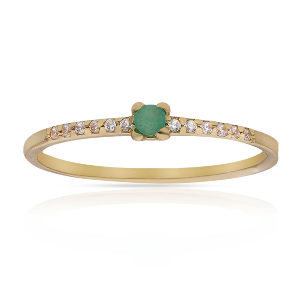 SORTIJA ORO 18KL ESMERALDA FINA + CIRCONITAS