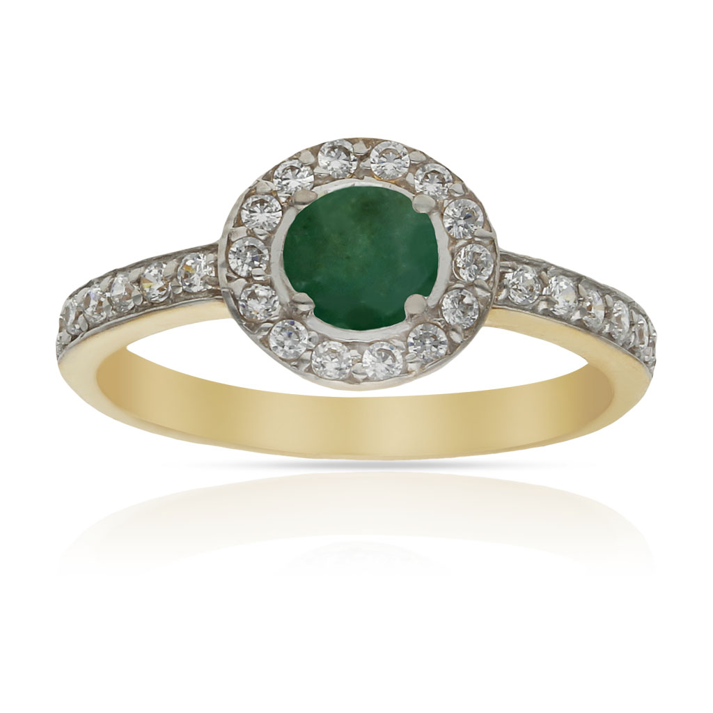 SORTIJA ORO 18KL ESMERALDA FINA + CIRCONITAS