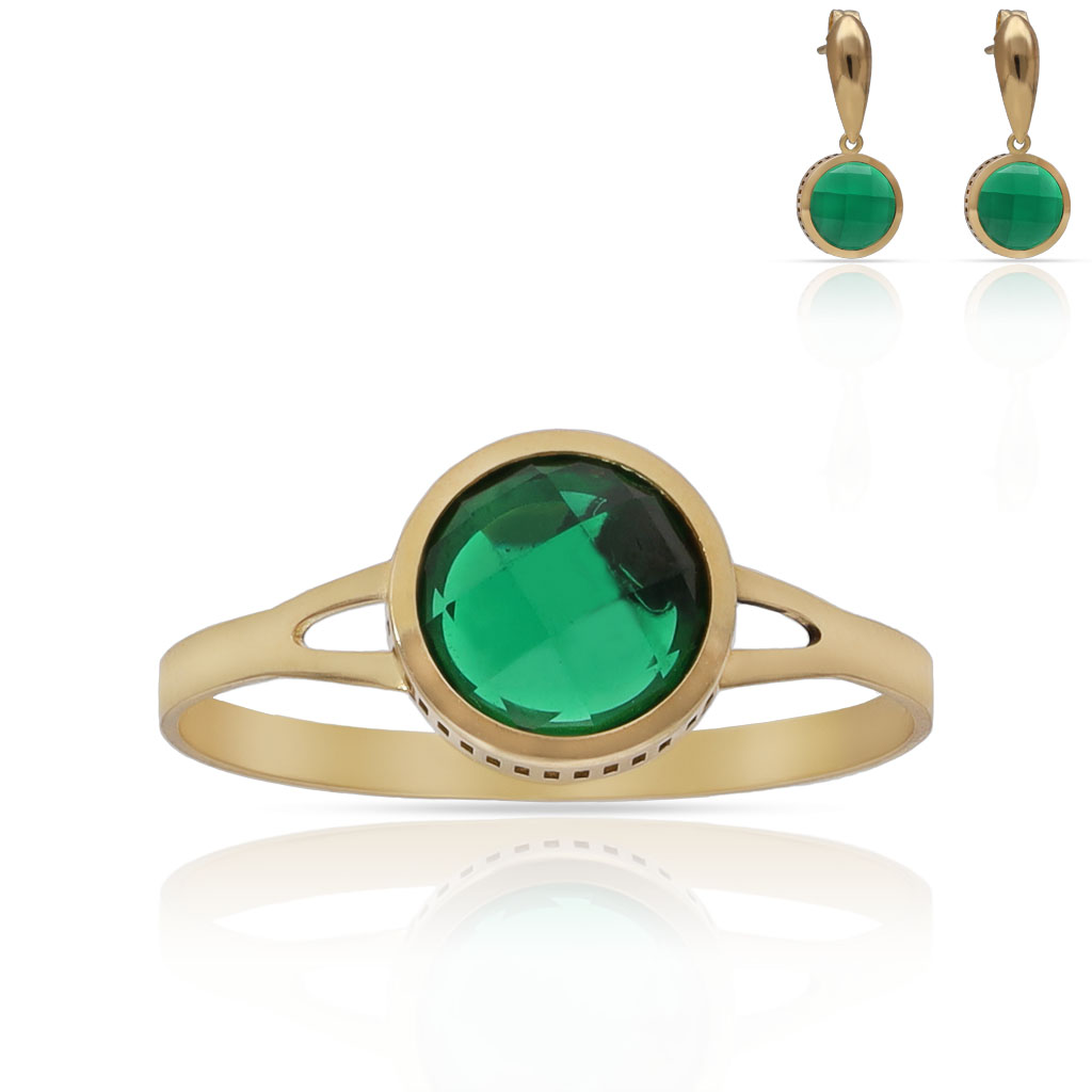 SORTIJA ORO 18KL PIEDRA VERDE - 8.50MM