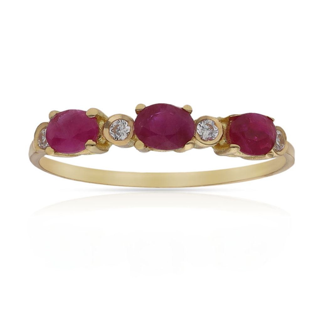 SORTIJA ORO 18KL RUBIES FINOS + CIRCONITAS
