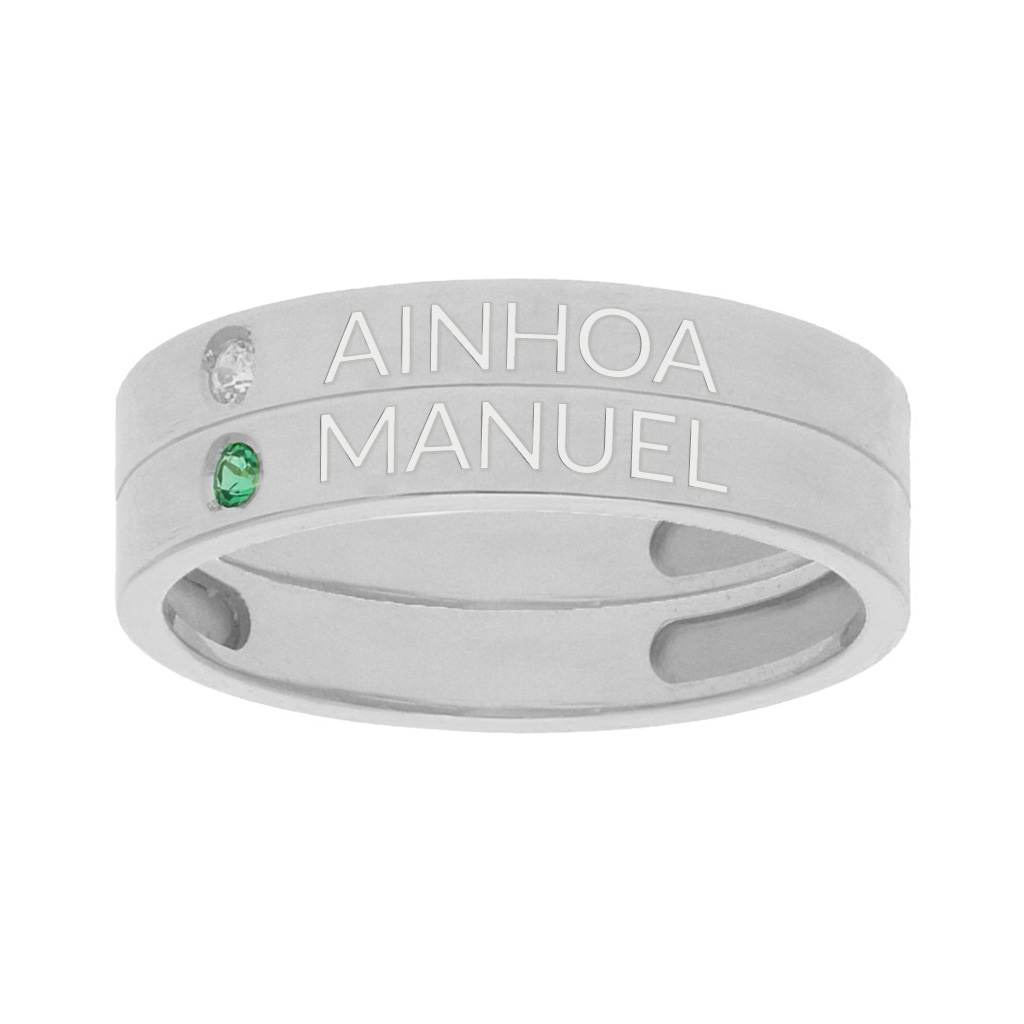 SORTIJA ORO BLANCO 18KL - 2 ANILLOS PERSONALIZADOS NOMBRE