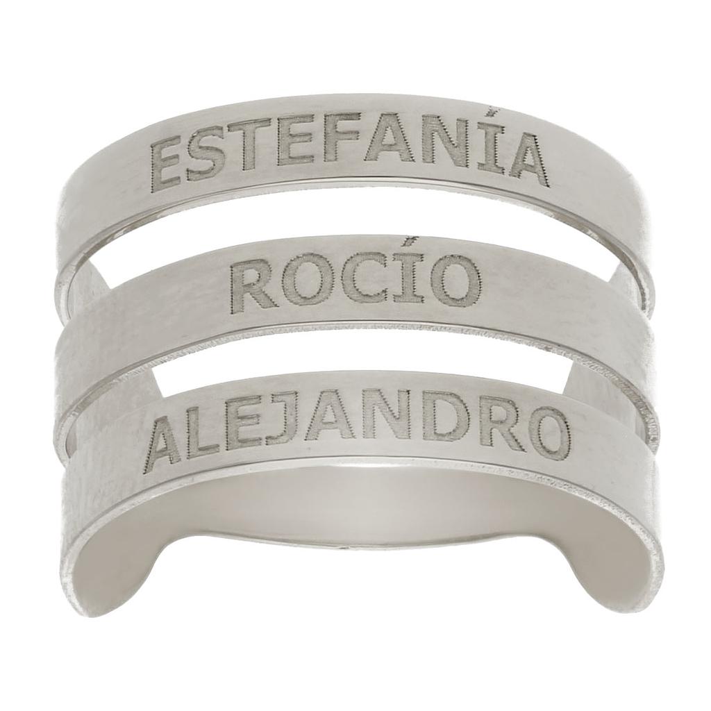 SORTIJA ORO BLANCO 18KL - 3 NOMBRES