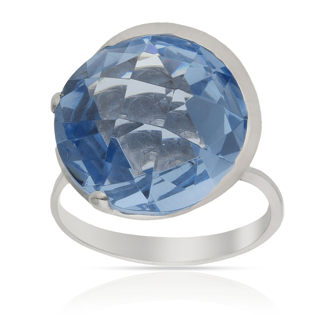 SORTIJA ORO BLANCO 18KL - PIEDRA AZUL