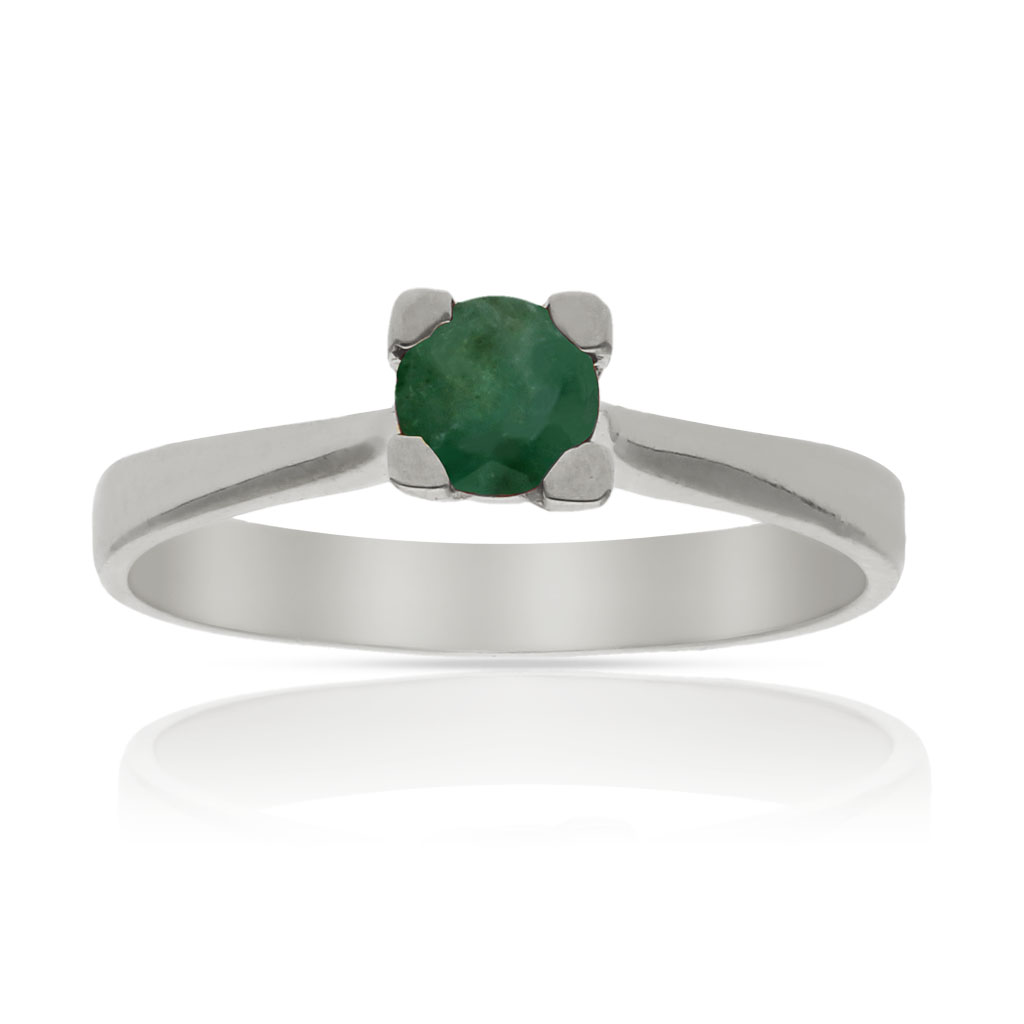SORTIJA ORO BLANCO 18KL ESMERALDA FINA