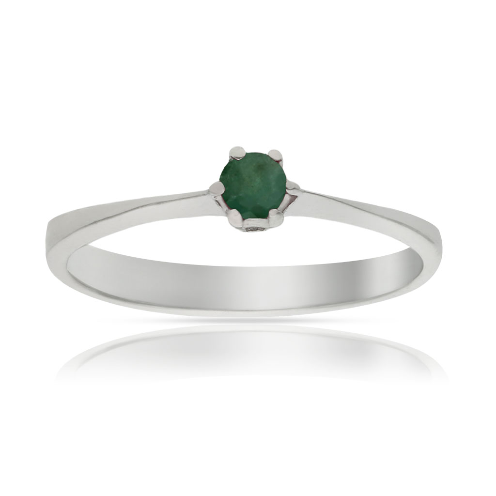 SORTIJA ORO BLANCO 18KL ESMERALDA FINA