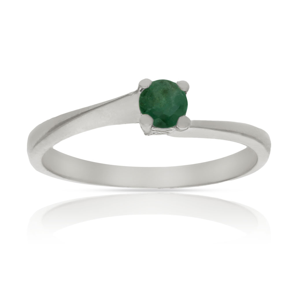 SORTIJA ORO BLANCO 18KL ESMERALDA FINA