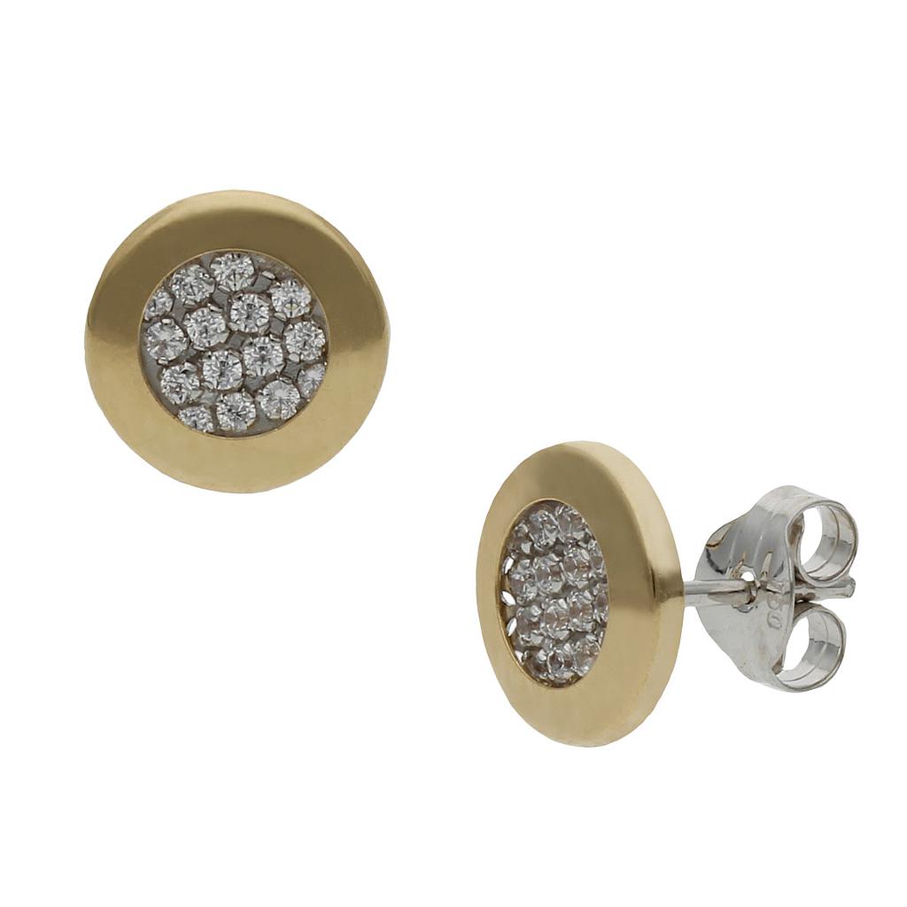 PENDIENTES BICOLOR REDONDOS ORO 18KL - 8MM