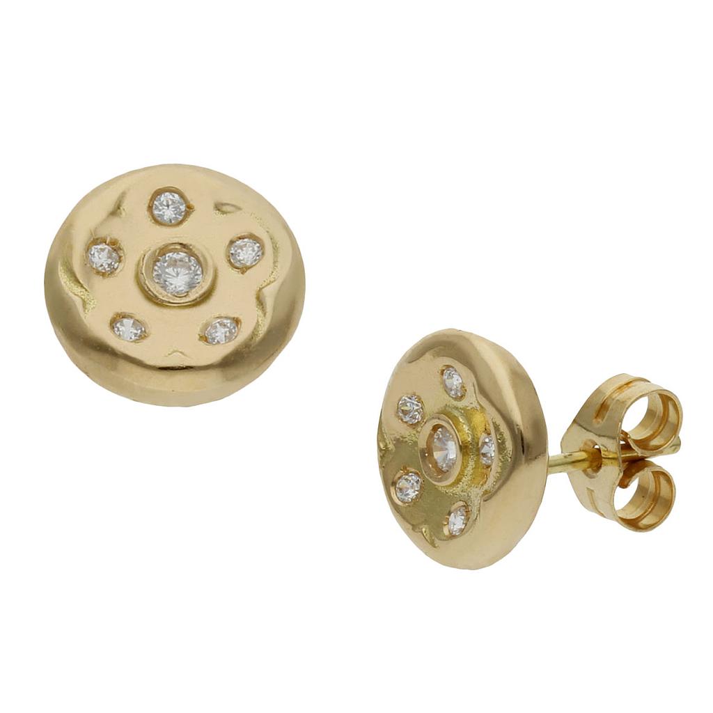 PENDIENTES BOTON ORO 18KL CIRCONITAS - 10MM