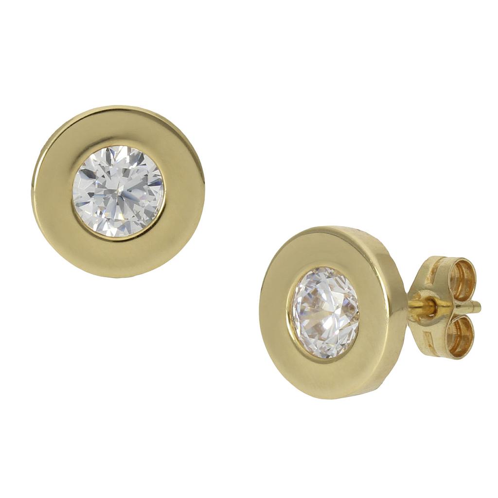 PENDIENTES CHATON ORO 18KL - 9MM