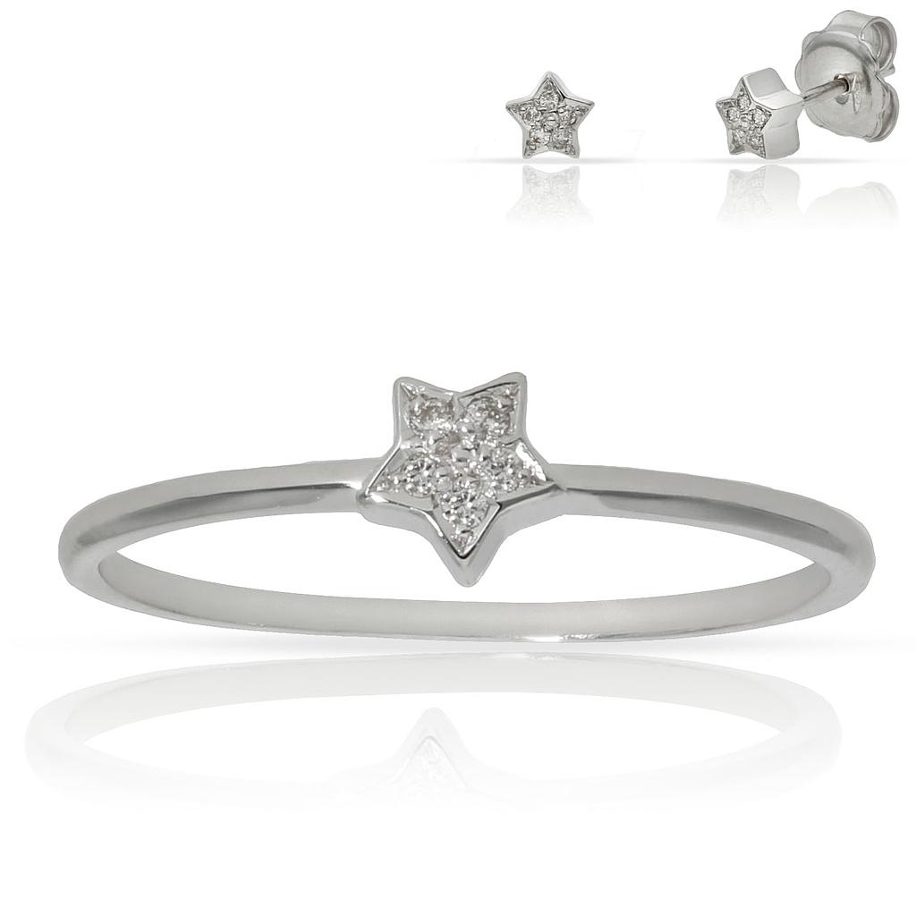 SORTIJA ORO BLANCO 18KL ESTRELLA DIAMANTES - STOCK