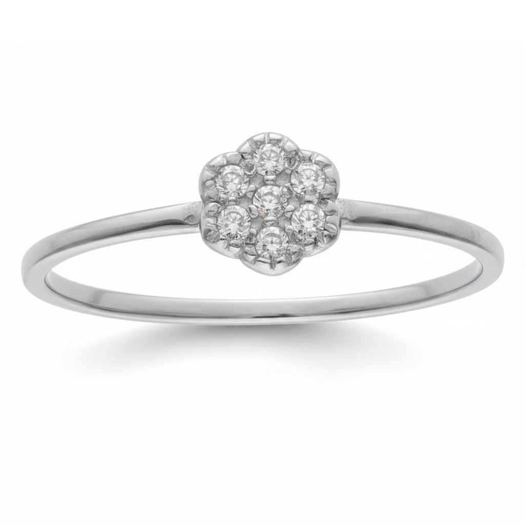 SORTIJA ORO BLANCO 18KL FLOR DIAMANTES