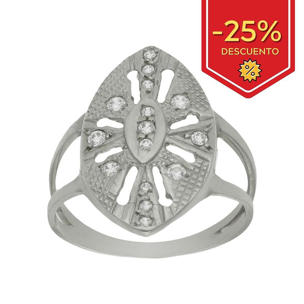 SORTIJA ORO BLANCO 18KL LANZADERA CIRCONITAS