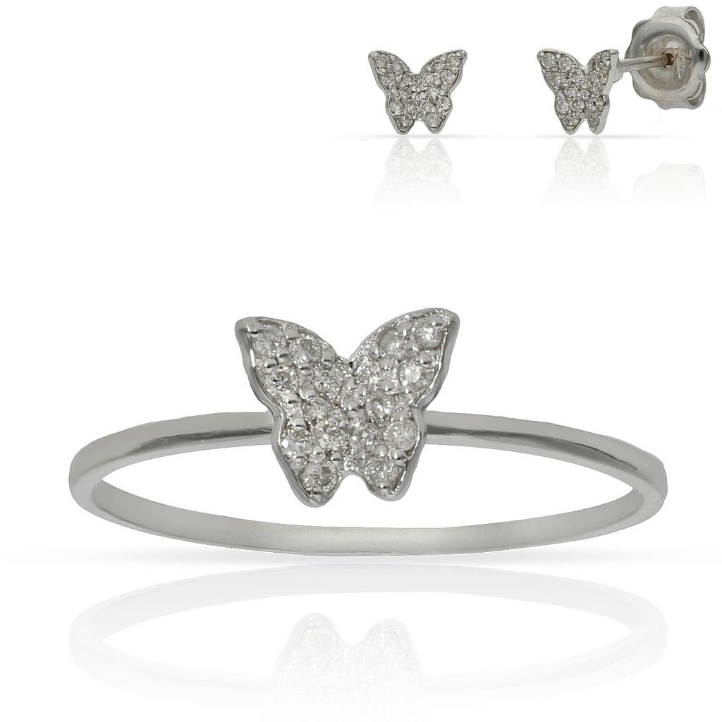 SORTIJA ORO BLANCO 18KL MARIPOSA DIAMANTES - STOCK
