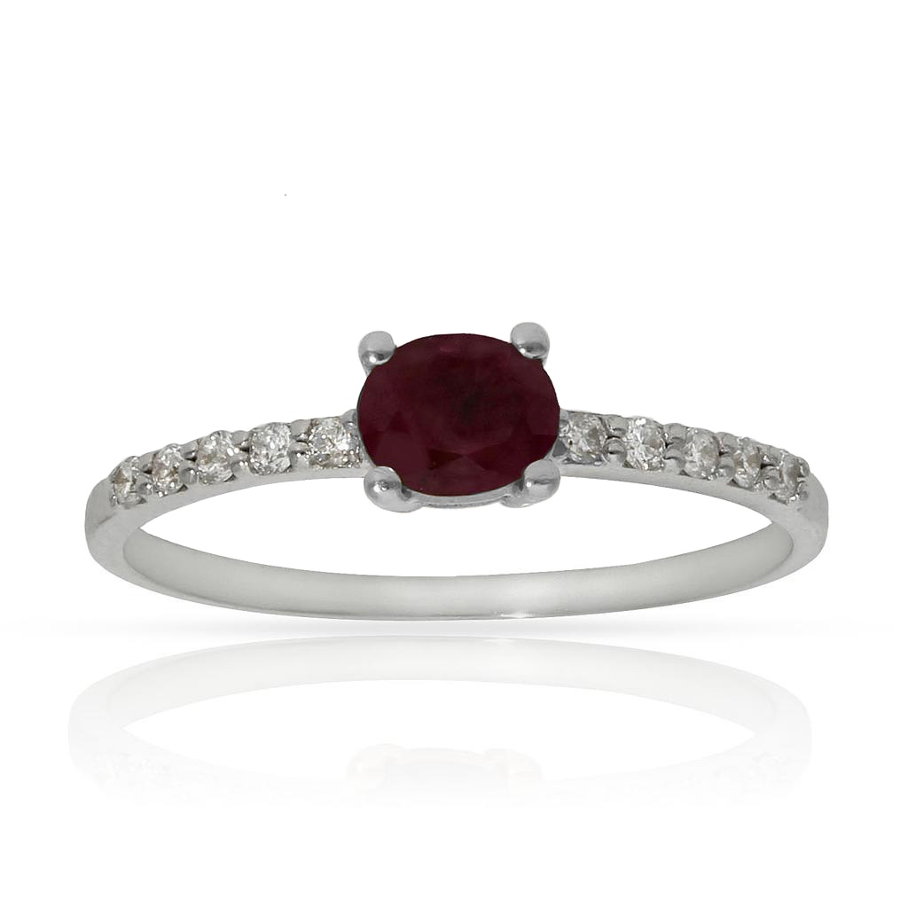 SORTIJA ORO BLANCO 18KL RUBI + DIAMANTES