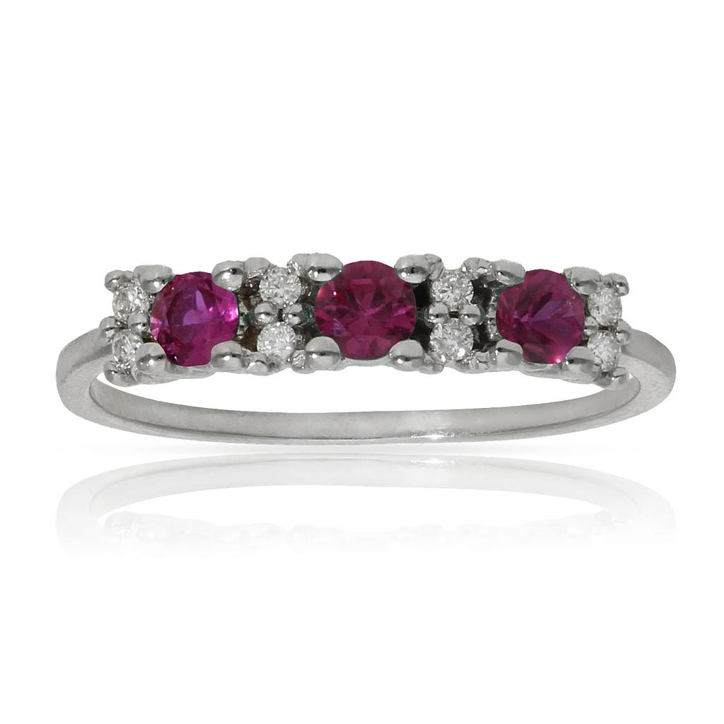 SORTIJA ORO BLANCO 18KL RUBIES + DIAMANTES