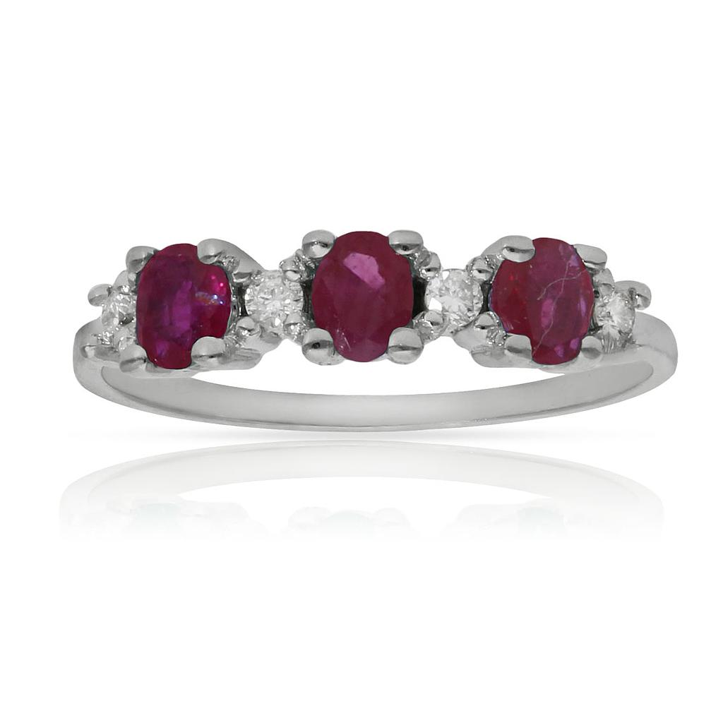 SORTIJA ORO BLANCO 18KL RUBIES + DIAMANTES - STOCK