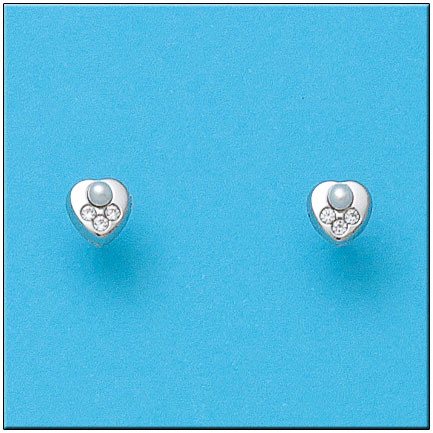 PENDIENTES CORAZON EN ORO BLANCO 18KL