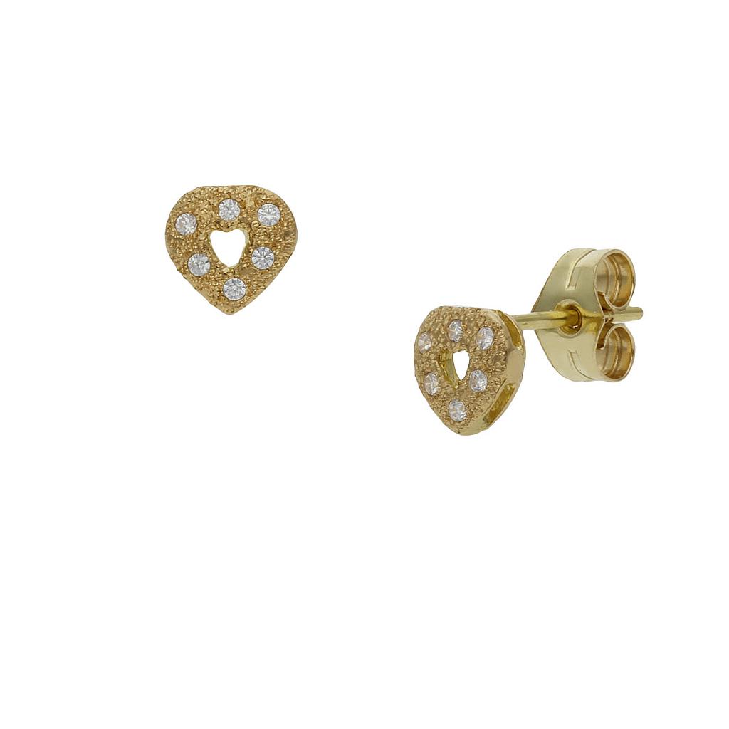 PENDIENTES CORAZON ORO 18KL CIRCONITAS - 6MM