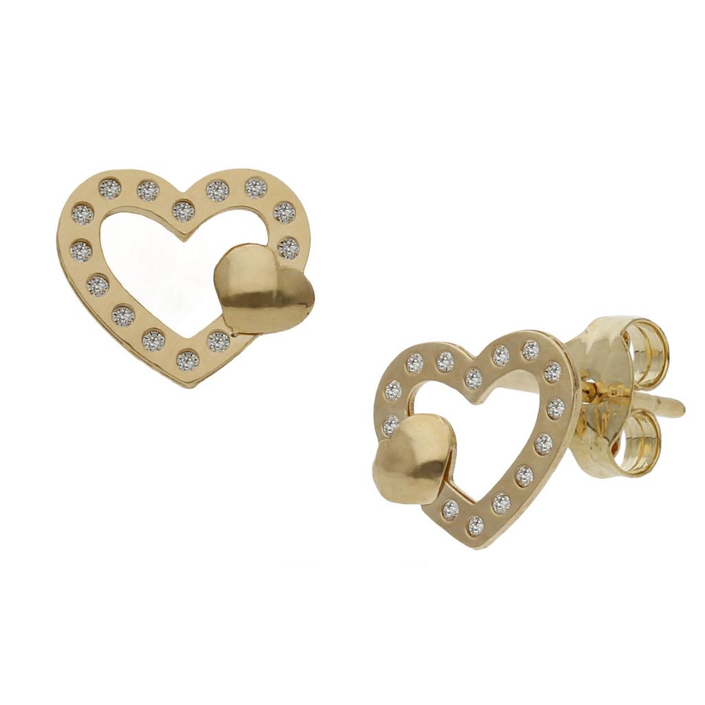 PENDIENTES CORAZON ORO 18KL CIRCONITAS - 8x7MM