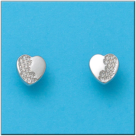 PENDIENTES CORAZON ORO BLANCO 18KL