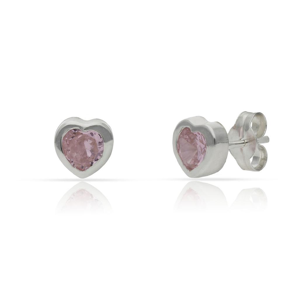 PENDIENTES CORAZON PIEDRA ROSA PLATA 925MM - 5MM (copia)