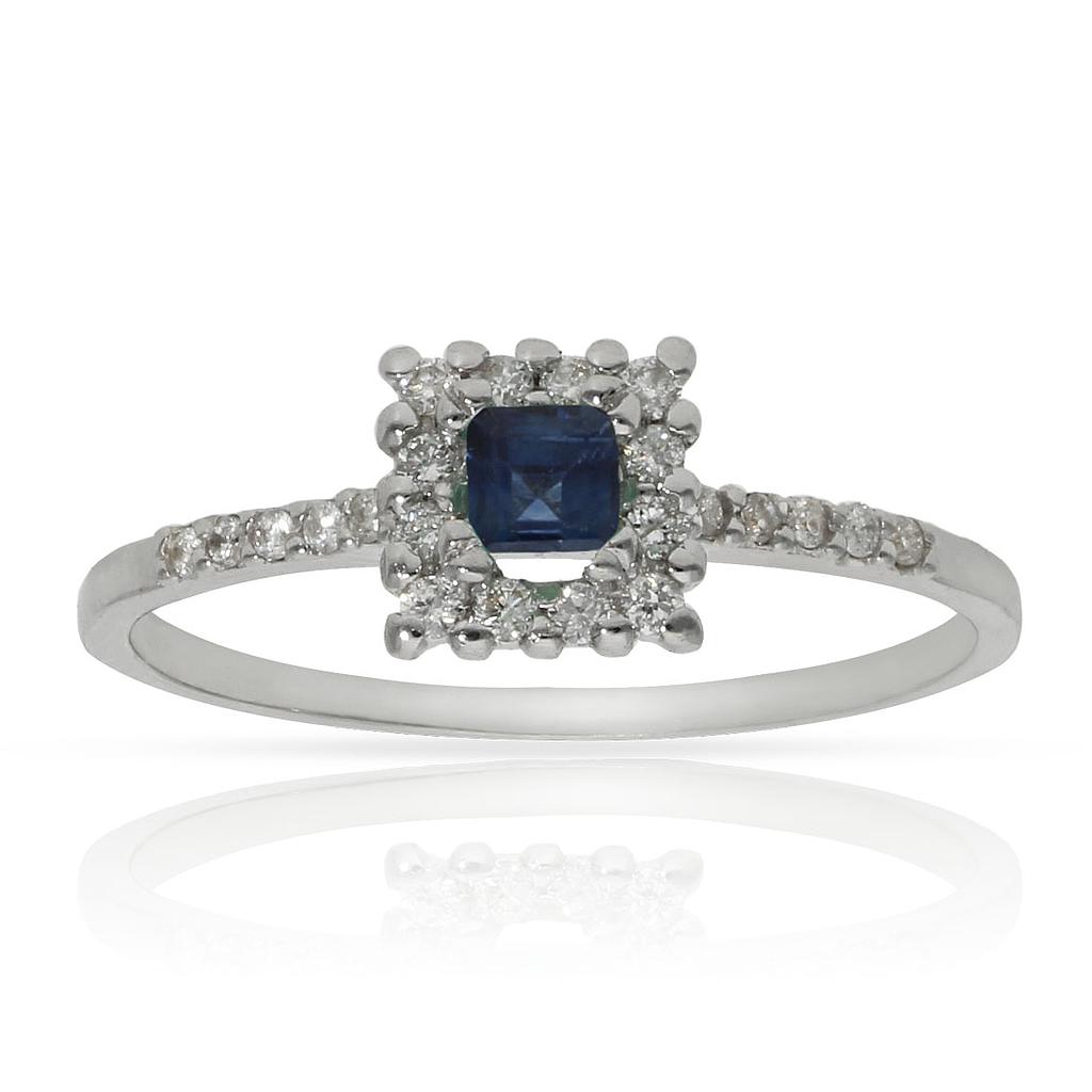 SORTIJA ORO BLANCO 18KL ZAFIRO + DIAMANTES - STOCK