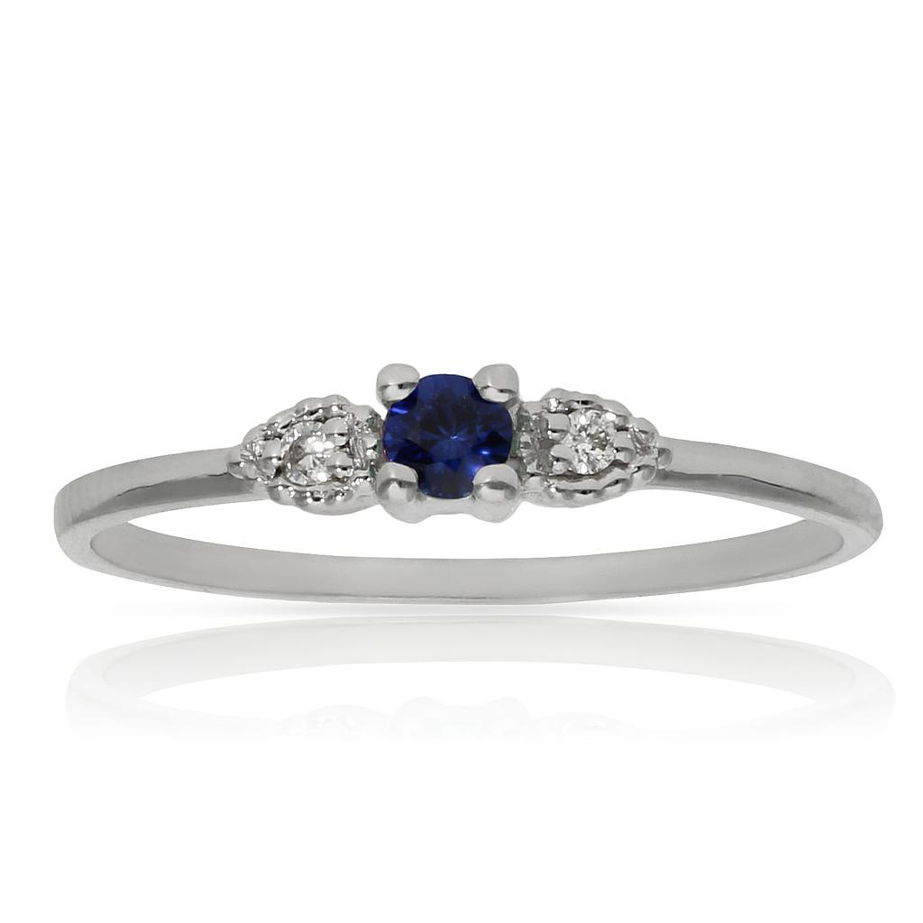 SORTIJA ORO BLANCO 18KL ZAFIRO + DIAMANTES - STOCK