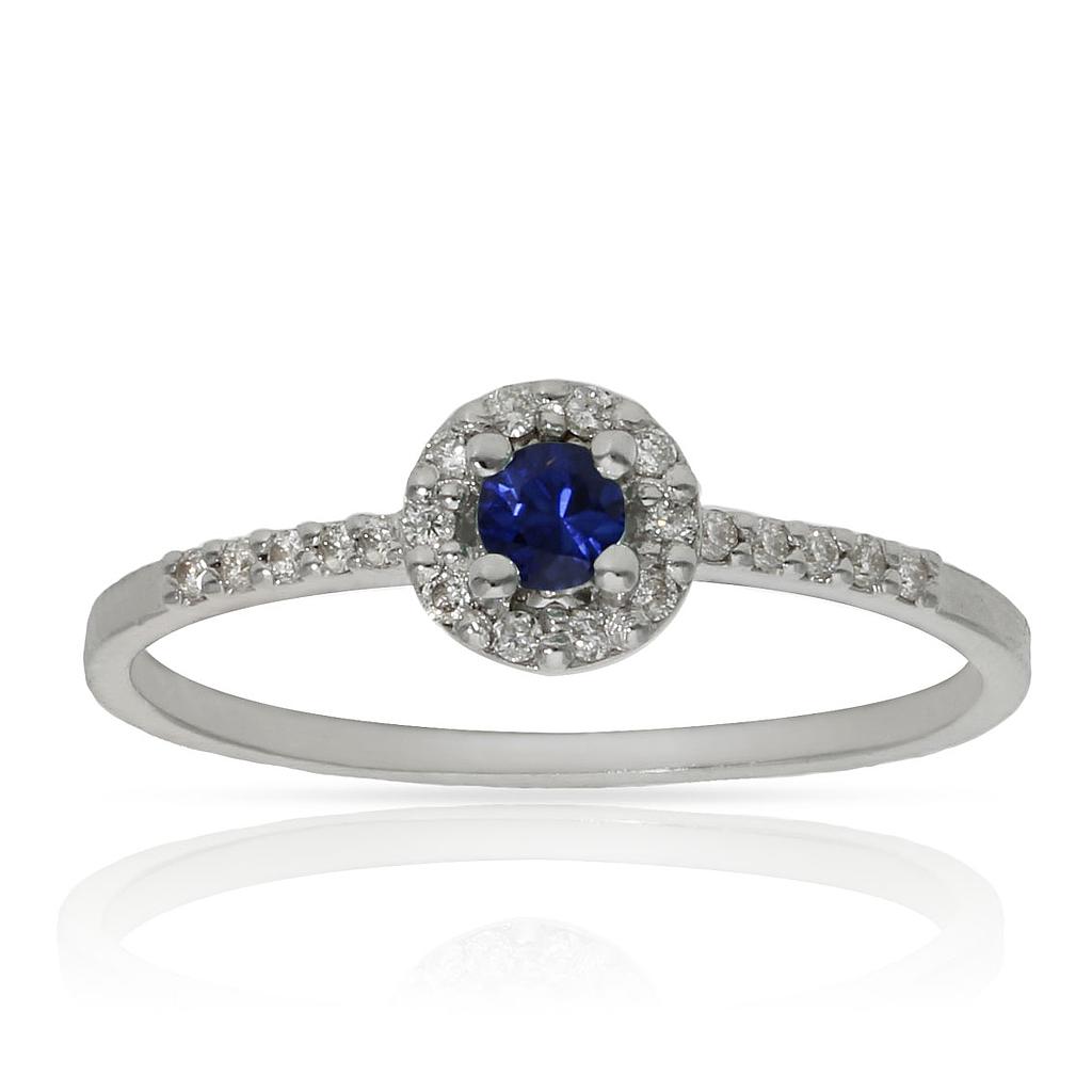 SORTIJA ORO BLANCO 18KL ZAFIRO + DIAMANTES - STOCK
